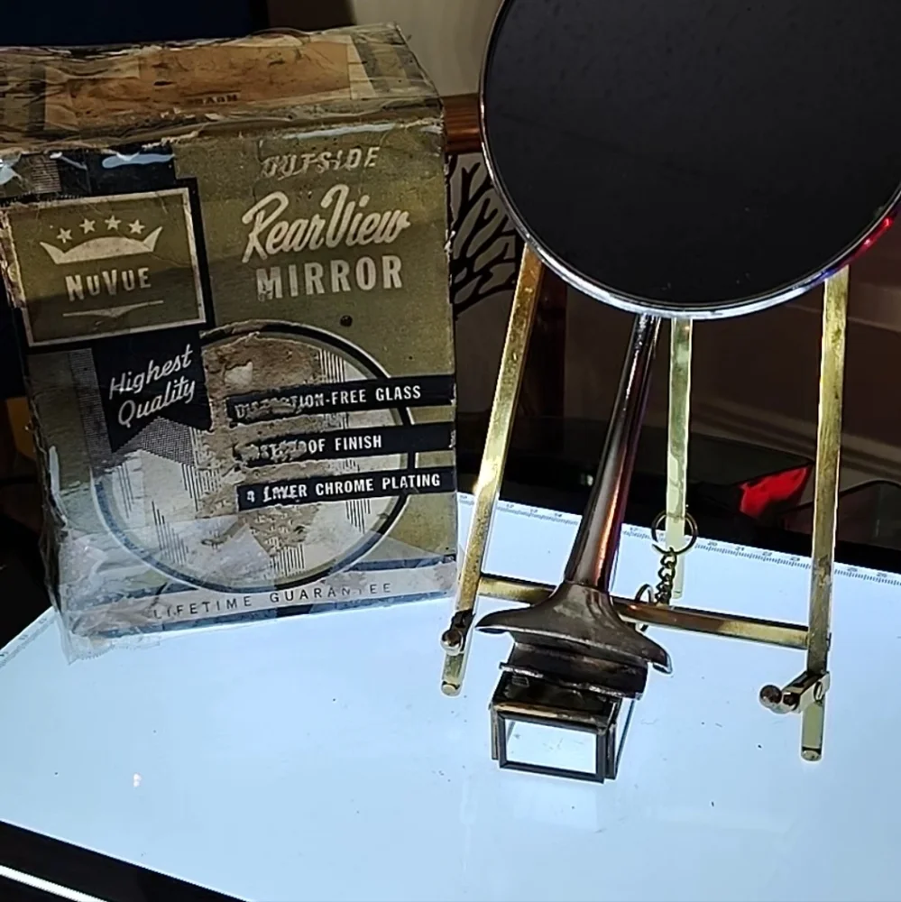 Vintage NuVue Rear View Mirror w/ Original Box – 1950s Automotive Accessory – Di